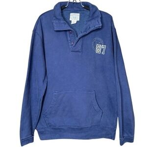 Vtg Y2K Aeropostale Embroidered Pullover Men Large Cowl Neck Preppy Blue Sweater